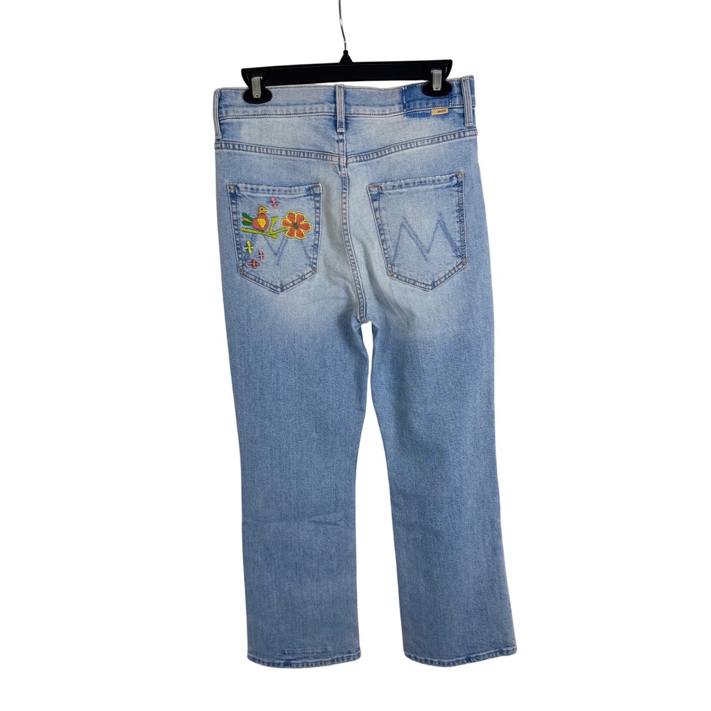 MOTHER Jeans Women Embroidered Bloom Flare Crop Light Wash Denim Size 28 - Picture 7 of 14